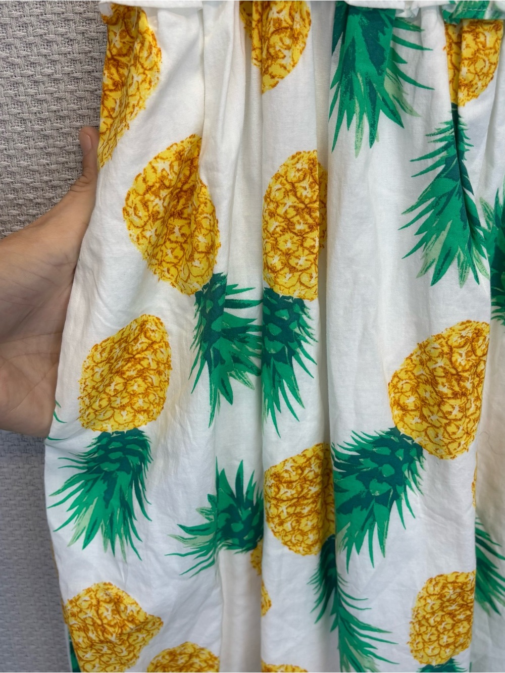 J.Crew Pineapple Maxi Dress Womens 6P White Yellow Tiered Smocked Vacay Resort - Picture 9 of 10